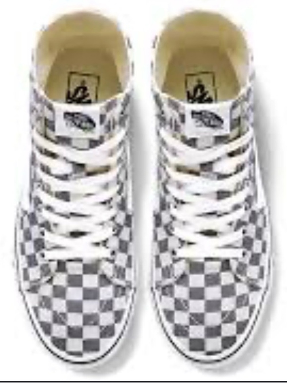 Vans Checkerboard High-Top Sneakers - White & Gray